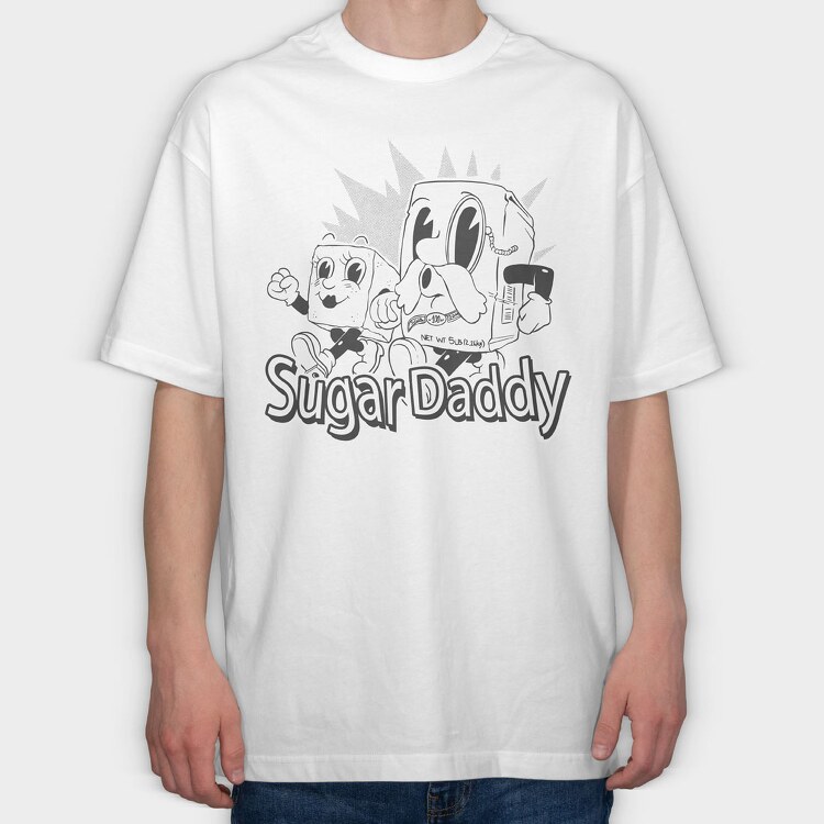 Sugar Daddy Cartoon Old, Tricou Oversize Barbati (Unisex)