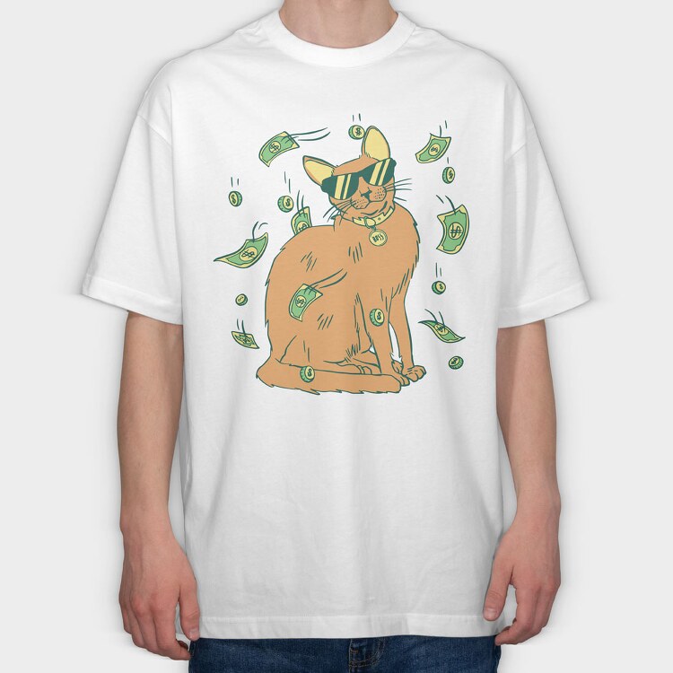Cat Money, Tricou Oversize Barbati (Unisex)