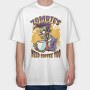 Zombies Need Coffee Too, Tricou Oversize Barbati (Unisex)