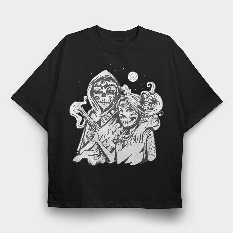Couple Skeleton Costume, Tricou Oversize Barbati (Unisex)
