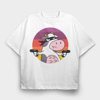 Cow Cartoon, Tricou Oversize Barbati (Unisex)