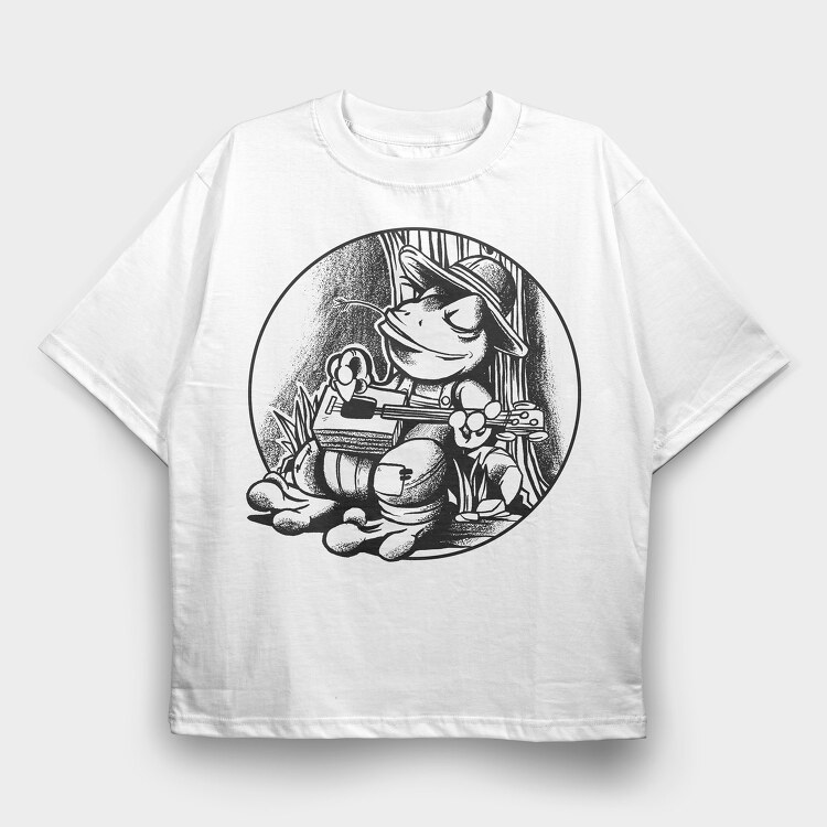Frog With Guitar, Tricou Oversize Barbati (Unisex)