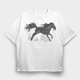 Horse Run, Tricou Oversize Barbati (Unisex)
