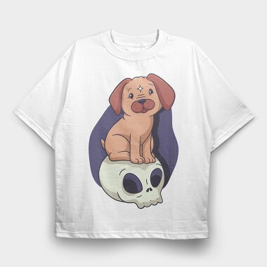 Pug Skull, Tricou Oversize Barbati (Unisex)