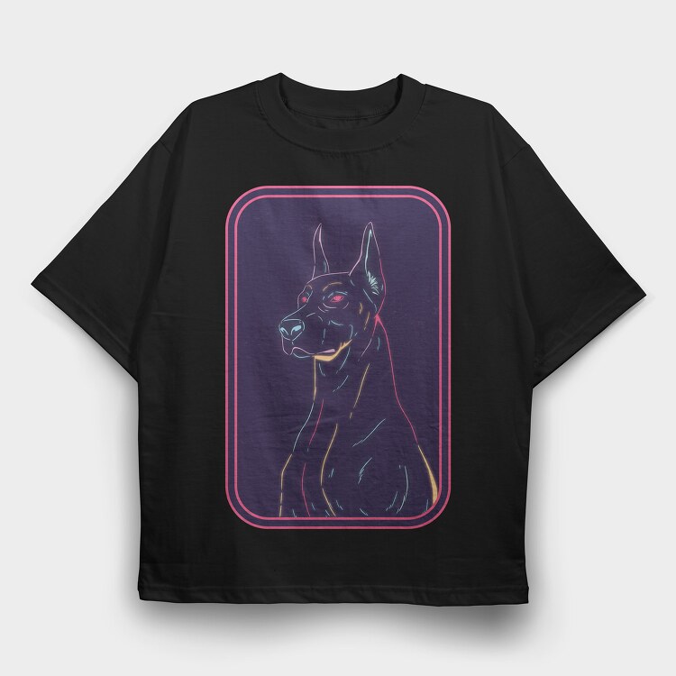 Doberman Dog, Tricou Oversize Barbati (Unisex)