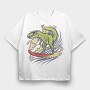 Dinosaur Surfing, Tricou Oversize Barbati (Unisex)