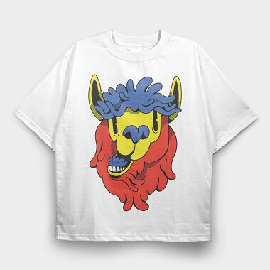 Llama Chewing, Tricou Oversize Barbati (Unisex)