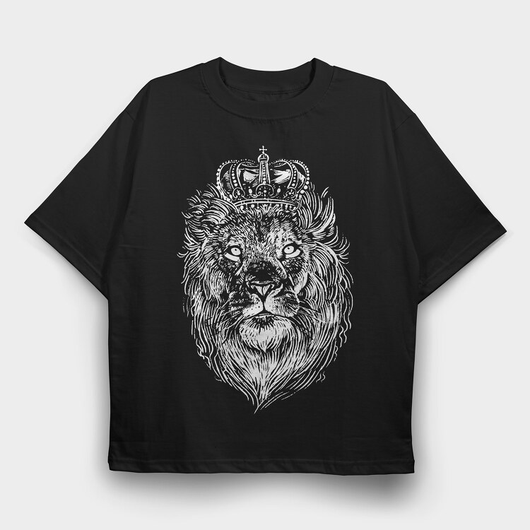 Crowned Lion, Tricou Oversize Barbati (Unisex)