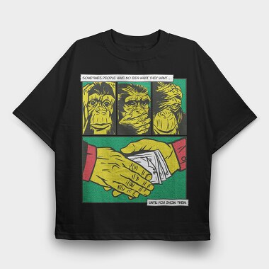 Monkey Money Comics, Tricou Oversize Barbati (Unisex)