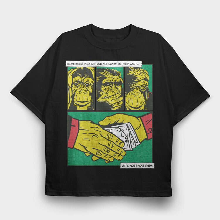 Monkey Money Comics, Tricou Oversize Barbati (Unisex)
