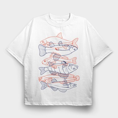 Fish Set Color, Tricou Oversize Barbati (Unisex)