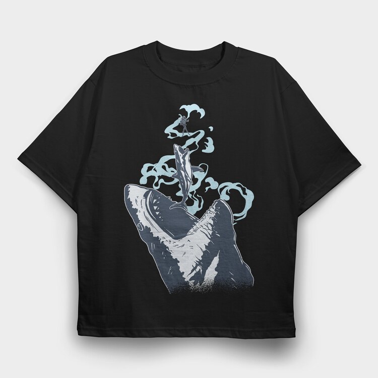Megalodon Chase, Tricou Oversize Barbati (Unisex)
