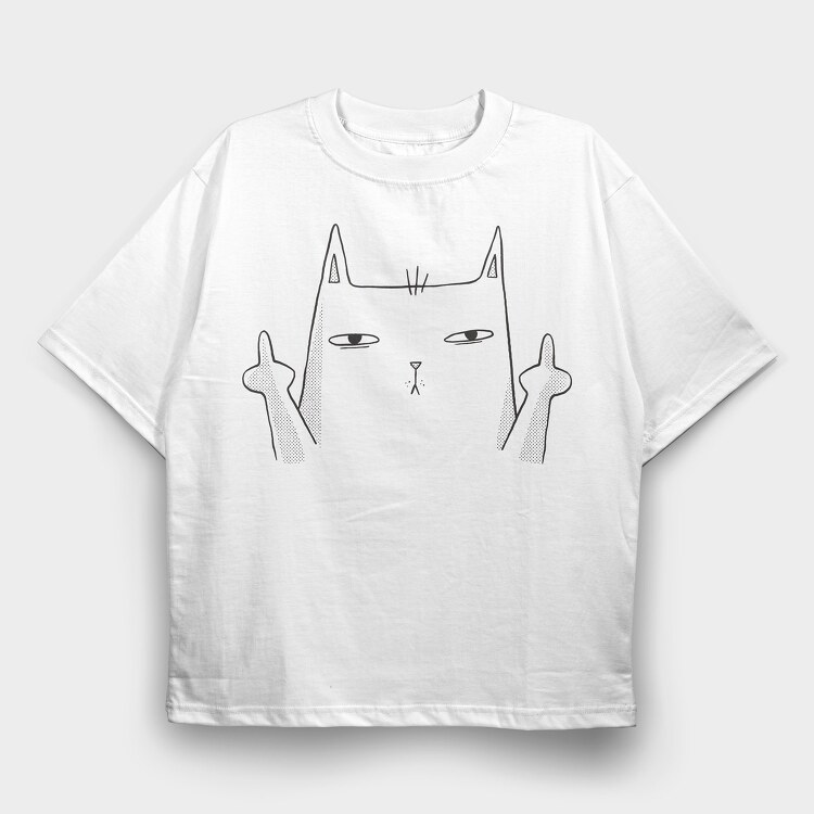 Middle Finger Cat, Tricou Oversize Barbati (Unisex)
