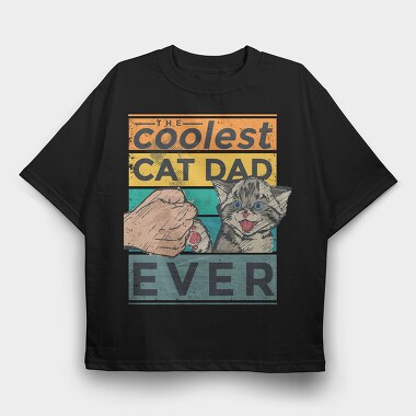 Coolest Cat Dad, Tricou Oversize Barbati (Unisex)