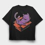 Cat In Box, Tricou Oversize Barbati (Unisex)