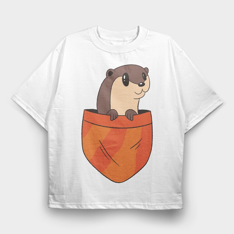 Pocket Otter, Tricou Oversize Barbati (Unisex)