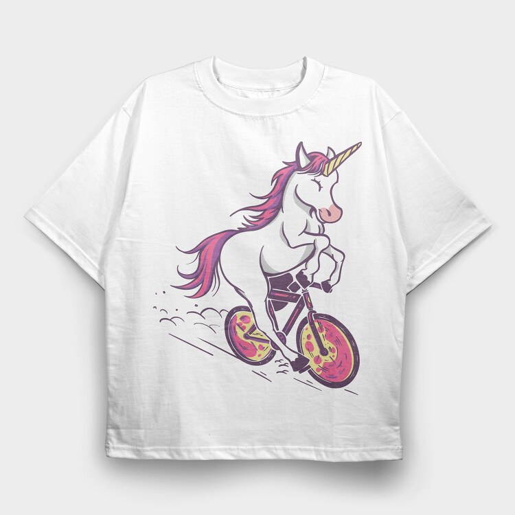 Bicicle Unicorn, Tricou Oversize Barbati (Unisex)