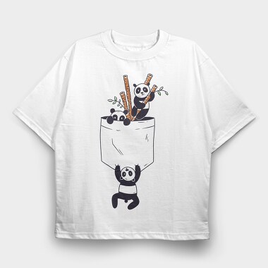 Pocket Pandas, Tricou Oversize Barbati (Unisex)