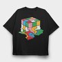 Melting Rubiks Cube, Tricou Oversize Barbati (Unisex)