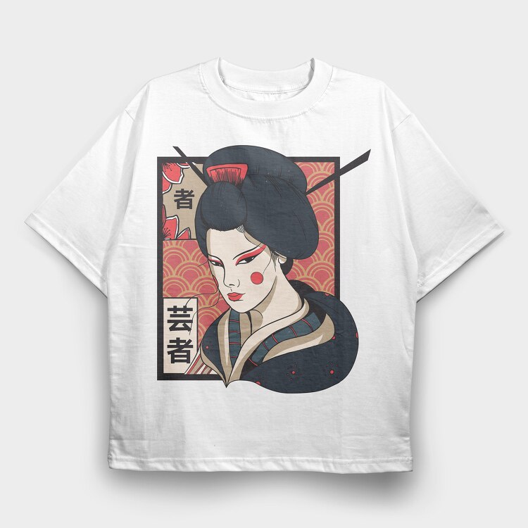 Geisha Traditional, Tricou Oversize Barbati (Unisex)