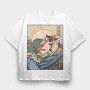 Kaiju Vs Cat, Tricou Oversize Barbati (Unisex)