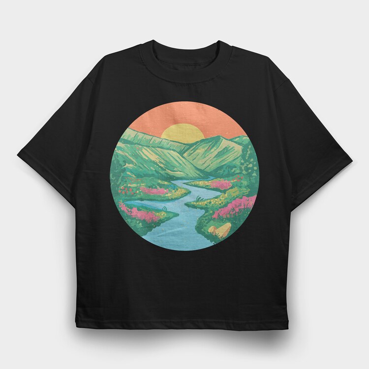 Sunrise Painting, Tricou Oversize Barbati (Unisex)