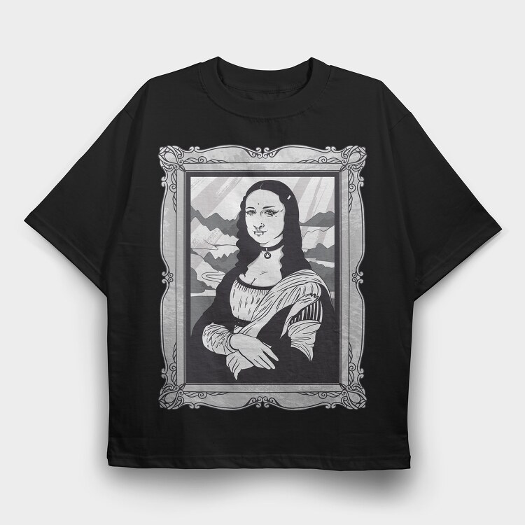 Gothic Mona Lisa, Tricou Oversize Barbati (Unisex)