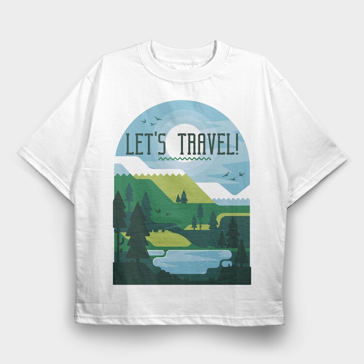Let's Travel, Tricou Oversize Barbati (Unisex)