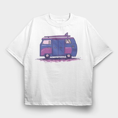 Camper Van Purple, Tricou Oversize Barbati (Unisex)