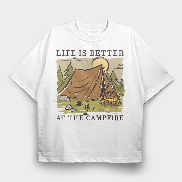 Campfire, Tricou Oversize Barbati (Unisex)
