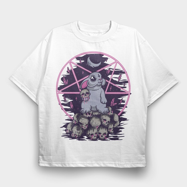 Pentagram Bunny, Tricou Oversize Barbati (Unisex)