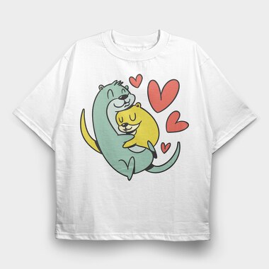 Hugging Otters, Tricou Oversize Barbati (Unisex)