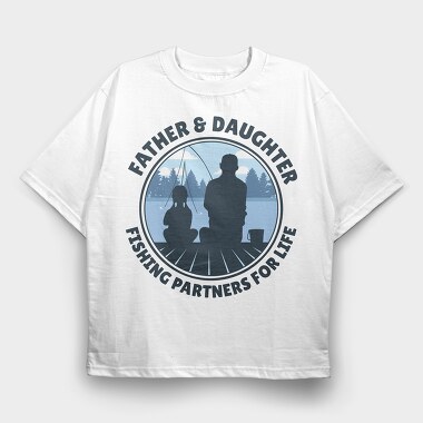 Father And Daughter Fishing, Tricou Oversize Barbati (Unisex)