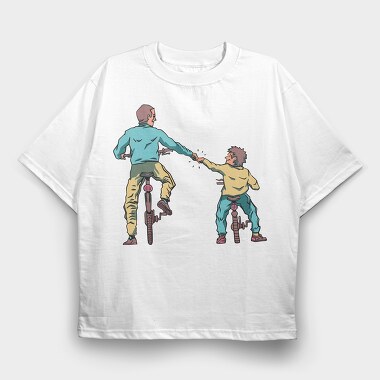 Father And Son Bikes, Tricou Oversize Barbati (Unisex)