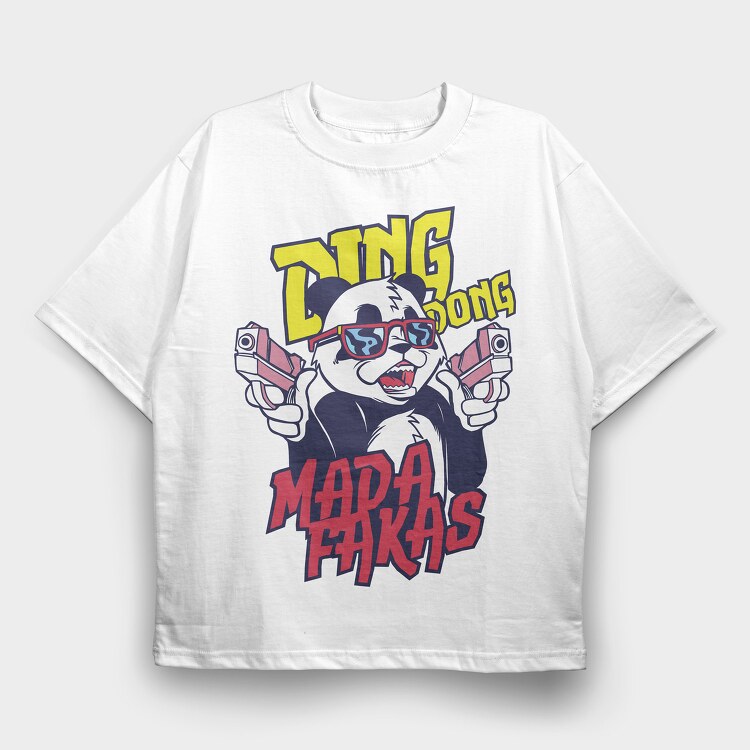 Ding Dong Panda T Shirt, Tricou Oversize Barbati (Unisex)
