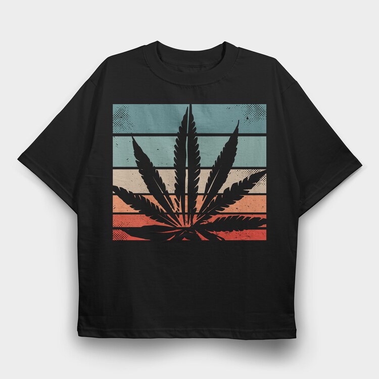 Cannabis Retro Design, Tricou Oversize Barbati (Unisex)