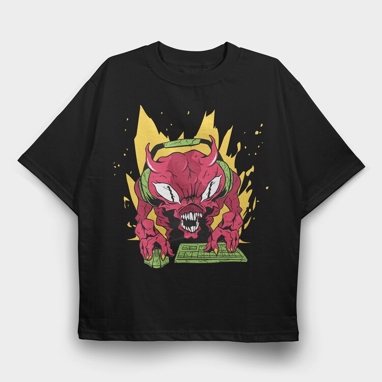 Demon Gamer, Tricou Oversize Barbati (Unisex)