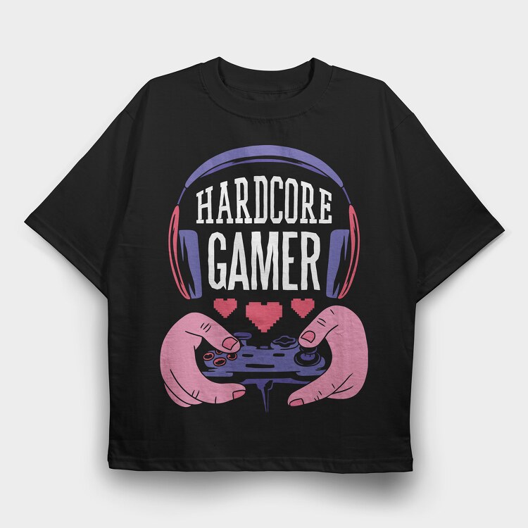 Hardcore Gamer, Tricou Oversize Barbati (Unisex)