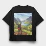 Hiker Landscape, Tricou Oversize Barbati (Unisex)