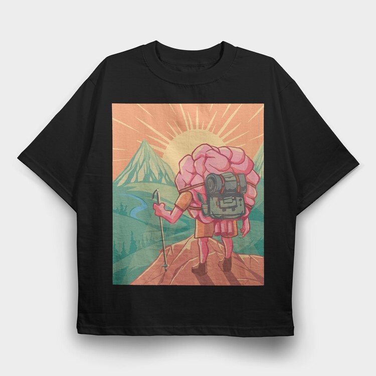 Hiking Brain, Tricou Oversize Barbati (Unisex)