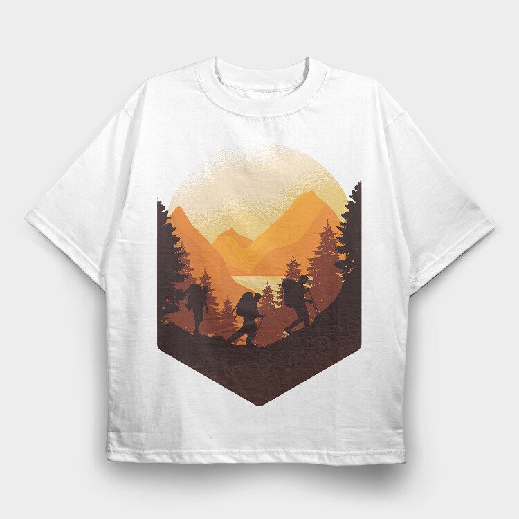 Mountain Hiking, Tricou Oversize Barbati (Unisex)
