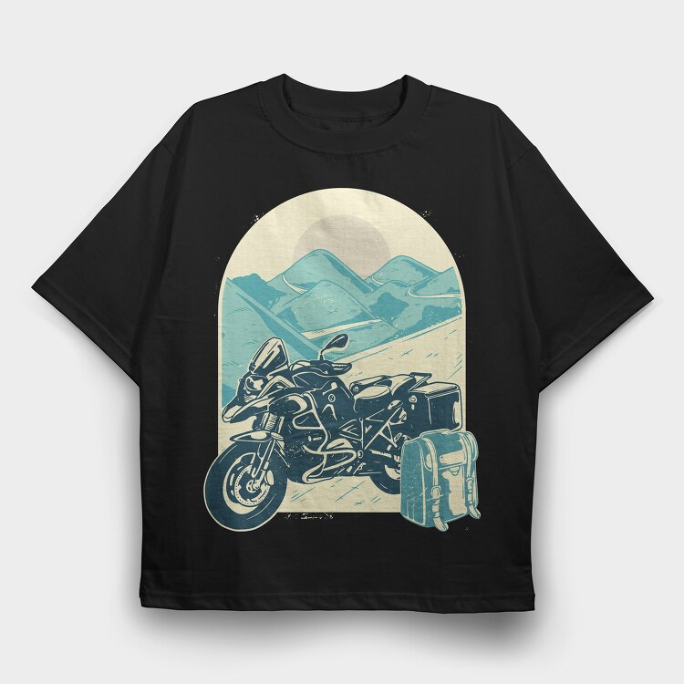 Motorcycle Adventure, Tricou Oversize Barbati (Unisex)