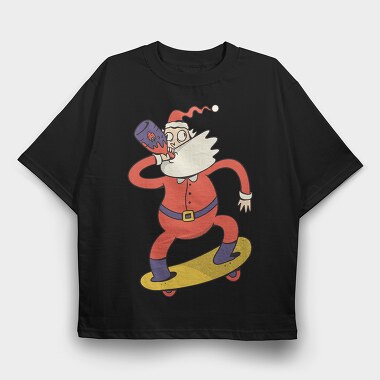 Skating Santa Juice, Tricou Oversize Barbati (Unisex)