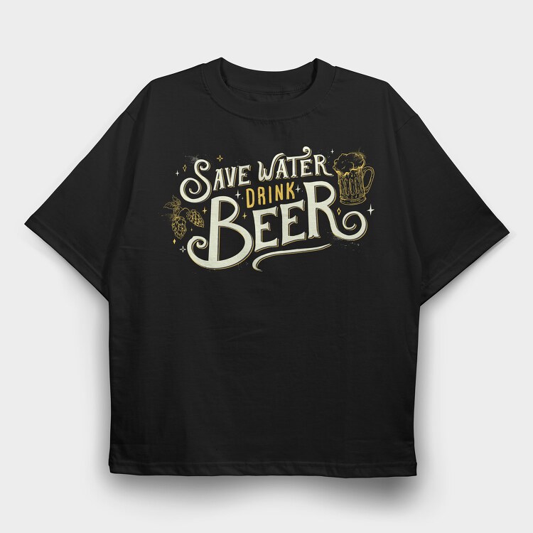 Save Water Drink Beer, Tricou Oversize Barbati (Unisex)