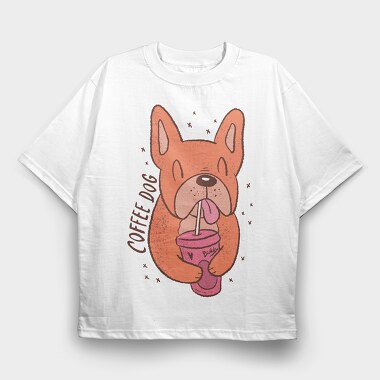 Coffee Dog, Tricou Oversize Barbati (Unisex)
