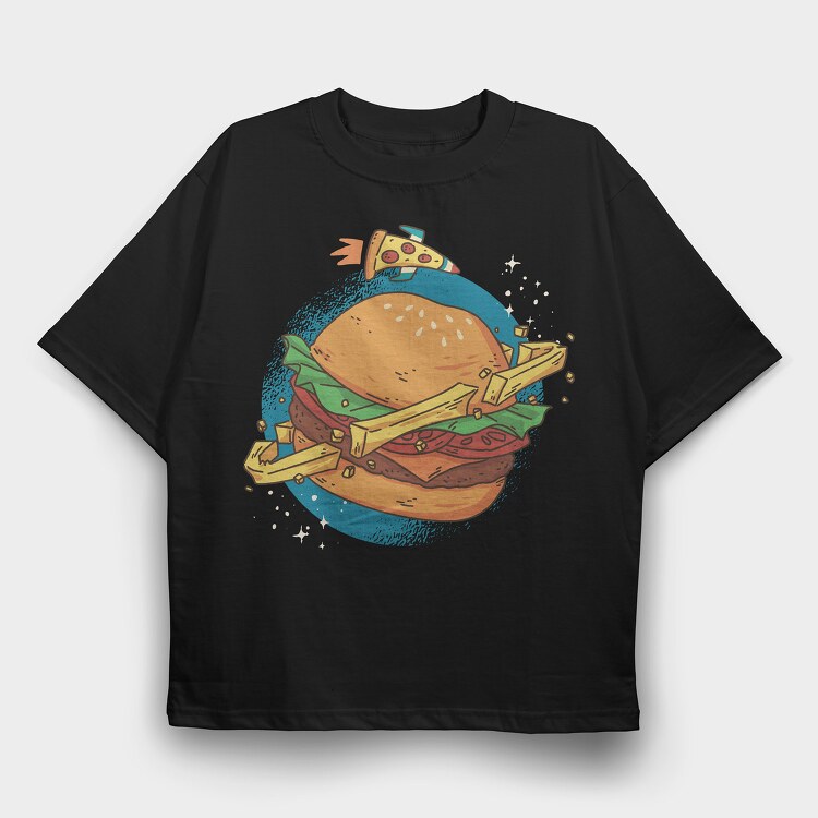 Burger Planet, Tricou Oversize Barbati (Unisex)