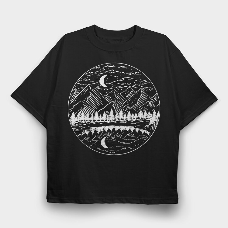 Night Landscape, Tricou Oversize Barbati (Unisex)
