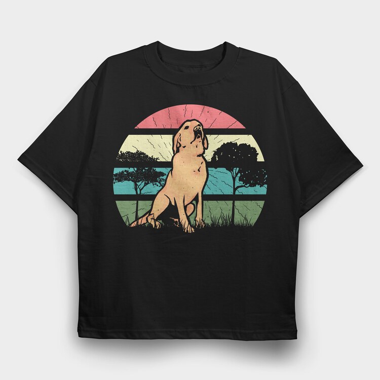 Retro Retriever, Tricou Oversize Barbati (Unisex)