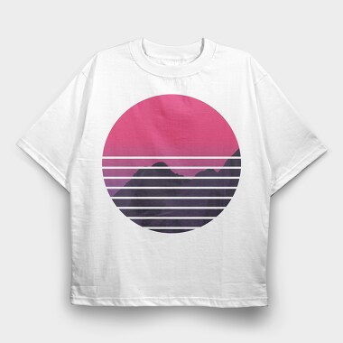 Retro Mountain, Tricou Oversize Barbati (Unisex)