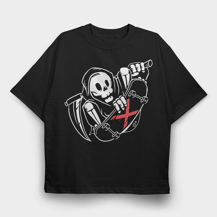 Grim Reaper Skate, Tricou Oversize Barbati (Unisex)